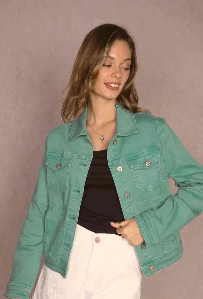 farbige Jeansjacke